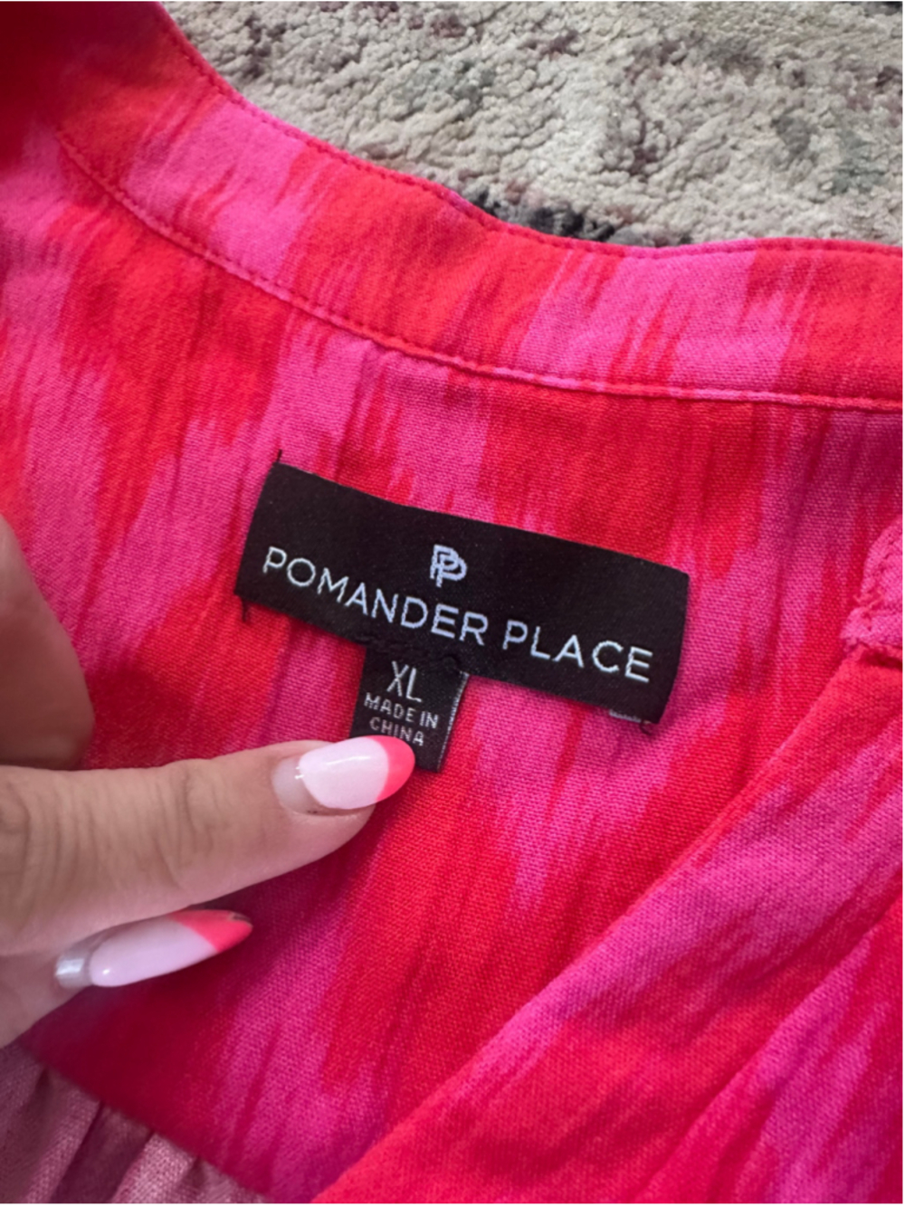 Women's Pomander Place Mini Dress XL Pink Red Tiered Long Sleeve - Picture 3 of 7
